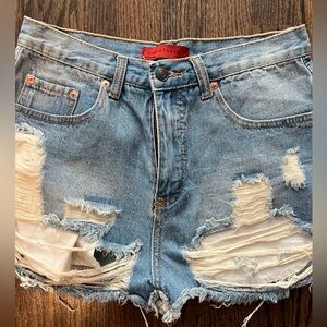 Signature8 Light Blue Distressed Denim Cutoff Shorts